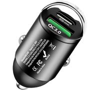 Mini Chargeur Voiture Qc 3.0 + Pd 30w Chargeur Allume Cigare 2 Ports Charge Rapide Simultanée Compatible Iphone,Samsung Galaxy,Huawei,Xiaomi,Tablette