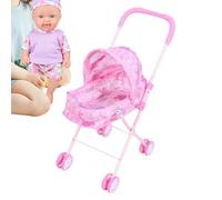 Mini chariot de - Poussette portable pour, poussette pliable avec auvent | Faire semblant de jouer landau pour bébé maison voyage fête d'anniversaire en plein air amusant jouet