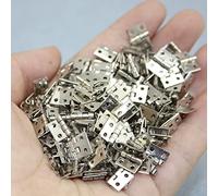 Mini Charnières en Laiton 8x10mm, Petite Charnière à 4 Trous, Armoires de Maisons de Poupées, avec Vis, pour Projets Artisanaux de Bricolage (SILVER)
