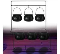 Mini chaudron de sorcière en plastique, décoration de bureau pour fête d'Halloween, décoration et présentation de la maison (Black, 25x21cm)