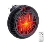 Mini Chauffage Soufflant Enfichable, 900W Chauffage d'Appoint Enfichable avec Télécommande Radiateur Soufflant Ceramique Silencieux avec Minuterie 12h et Affichage LCD pour Salle de Bain (Noir)