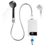 Mini Chauffe-Eau éLectrique,Chauffe-Eau éLectrique Instantané Sans RéServoir 5500W 220V Avec Affichage NuméRique LCD et Boutons Tactiles, Sous/Hors Plan Avec Douchette