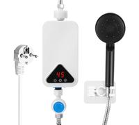Mini Chauffe-eau Instantané 5500 W, Chauffe-eau Sans Réservoir Rapide, 220 V, Chauffe-eau Instantané avec Ensemble de Douche, avec Affichage LED de la Température pour la Douche (B)