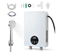Mini chauffe-eau instantané 6000 W 220 V, écran tactile LCD 30-55 °C IPX4 | Chauffe-eau sous table, chauffe instantanée sans mémoire, élément chauffant en acier inoxydable 304, pour cuisine