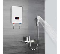 Mini chauffe-eau, petit chauffe-eau électrique, réglable instantanément, petit chauffe-eau électrique instantané pour cuisine, salle de bain, restaurant, hôtel, LED, 6500 W, 220 V, blanc