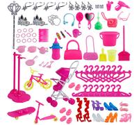 Mini Chaussures De Poupée Faites À La Main, Ensemble De Vélo, Maison De Jeu, Accessoires De Poupée De Princesse À La Mode Pour Barbie, Jouet Pour Enfants 94 Pièces