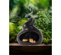 Mini cheminée en céramique faite à la main pour la sauge, idéal pour la méditation et les autels - Design durable pour brûler des bâtons - Cadeau de méditation unique (noir)