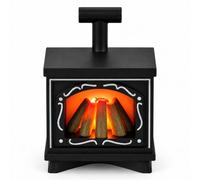 Mini Cheminée LED, 1:12 Cheminée Maison de Poupée, Cheminées Miniature, Accessoires de Maison de Poupée de Noël, Village de Feux de Joie de Noël (Noir)