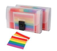 Mini Chemises à Documents Format, 2 Pièces A6 Trieur Document à 13 Compartiments Extensible, Organisateur de Poche Fichiers Accordéon avec Multicolore étiquettes