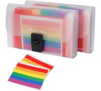 Mini Chemises À Documents Format, 2 Pièces A6 Trieur Document À 13 Compartiments Extensible, Organisateur De Poche Fichiers Accordéon Avec Multicolore Étiquettes