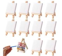 Mini Chevalet Bois, Mini Présentoir, Petit Chevalet Peinture Pliable, Trépied en Bois, Petit chevalet en bois de Table, Pour Présentation Cartes Photos (10 x 10cm-10 Pièces)