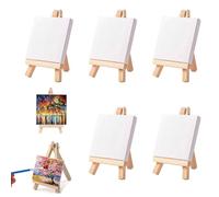 Mini Chevalet Bois, Mini Présentoir, Petit Chevalet Peinture Pliable, Trépied en Bois, Petit chevalet en bois de Table, Pour Présentation Cartes Photos (10 x 10cm-5 Pièces)