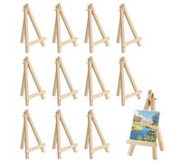 Mini chevalet en bois, lot de 12 chevalets, toile revêtue de base, trépied triangulaire en bois, trépied pour peinture, expositions, croquis (15 x 8 cm)