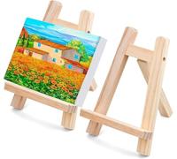 Mini chevalets en bois, petit chevalet, support en toile pliable, chevalet compact, pour photos, cartes de visite, albums photos, travaux manuels de peinture, 15 x 20 cm (lot de 2)