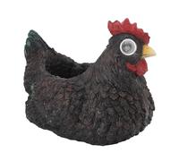 Mini Chicken Figurines Hen Shape Resin Flower Pot, Solar Chicken Garden Garden Status Lights for Outdoor Decor for Garden Landscape Decoration Home Decoration & Birthday Party (Black)
