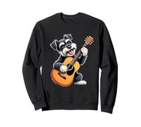 Mini Chien Schnauzer Amusant Jouant de la Guitare pour Amateurs de Musique Sweatshirt