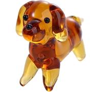 Mini chiot jaune fait à la main ornements en verre soufflé à la main figurine de chien miniature décoration de bureau figurines de chien mignon en cristal collection ornement en verre découpé