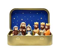 Mini Christmas Nativity Set In A Tin Box, Pocket-Size Nativity Scene Set | Tiny Jesus Figures, Funny Holiday Statue