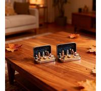 Mini Christmas Nativity Set in A Tin Box, Portable Pocket Size Nativity Scene Gift Tin Box Resin Holy Family Sheep & Jesus Figurines for Desk Shelf Office DéCor (2Pcs)