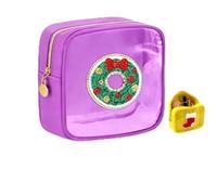 Mini Christmas Pouches, Christmas Preppy Patch Makeup Pouches,Portable Nylon Organizer Storage Purse, Cute ClearZipper Cosmetic Preppy Thing for Travel Women Gift (04)