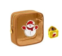 Mini Christmas Pouches, Christmas Preppy Patch Makeup Pouches,Portable Nylon Organizer Storage Purse, Cute ClearZipper Cosmetic Preppy Thing for Travel Women Gift (09)