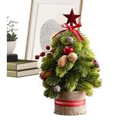 Mini Christmas Tree, Artificial Holiday Tree with Red Berry Star, Indoor Ou | Mini Christmas Tree Decor, Realistic Holiday Greenery with Star Topper, Brighten Indoor Spaces, Perfect for Winter Parties, 1