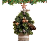 Mini Christmas Tree, Artificial Holiday Tree with Red Berry Star, Indoor Ou | Mini Christmas Tree Decor, Realistic Holiday Greenery with Star Topper, Brighten Indoor Spaces, Perfect for Winter Parties, 1