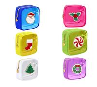 Mini Christmas Zipper Pouches, Christmas Clear Pouches, Cosmetic Bags for Toiletries Organizer, Cute Bags for Women, Friends, Stocking Stuffers (B 6PCS)