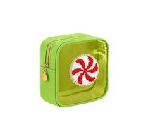 Mini Christmas Zipper Pouches, Christmas Clear Pouches, Cosmetic Bags for Toiletries Organizer, Cute Bags for Women, Friends, Stocking Stuffers (Green 2)