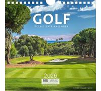 Mini citations de golf 2026 - 21 x 21 cm - Calendrier mural et sur pied - Calendrier de golf avec citations, dictons et images de terrains de golf de rêve - Cadeau amusant pour les golfeurs - Petit