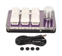 Mini clavier à 6 touches avec bouton rotatif, interrupteur bleu rétroéclairé RVB, connexion filaire, programmable à monter soi-même, d'une seule main, pour le bureau, les jeux, la (Transparent Violet)