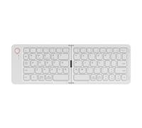 Mini clavier Bluetooth sans fil portable à double volet avec support de téléphone, capteur magnétique, adapté pour téléphones portables, tablettes et ordinateurs portables pour le bureau (blanc)