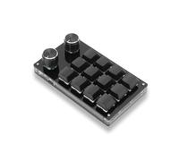 Mini Clavier de Jeu Mécanique Macro, 12 touches avec bouton de réglag, Fonction Personnalisée de Raccourci Programmable,P lug and Play, Port USB Pour la table, les jeux, les laboratoires(Le Noir)