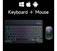 Mini clavier sans fil rétro4.2 RVB Bluetooth,souris aste,espagnol,russe,10"" - Type Black and mouse-English #A