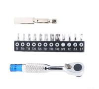 Mini clé à cliquet à 72 dents pour Torx T8-T40 PH0 PH1 PH2 PH3 SL3 SL5 pour embouts de tournevis H2-H6 avec kit de 12 ou 24 pièces, outil à main en alliage d'acier de 100 mm (c)