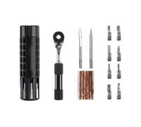 Mini clé à cliquet Outil de réparation de vélo avec kit de réparation de pneu sous vide pour vélos électriques, motos et vélos ordinaires, portable et pratique (noir)