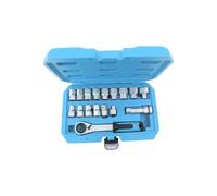 Mini clé à cliquet - Outil portable compatible douilles Composition du coffret Composition 12 pièces Compatible assemblage pneu 17 pièces, finition film acide phosphorique | Applicable aux mécaniciens