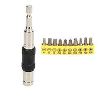 Mini ouille multi-angle 10 en 1, jeu de tournevis à dégagement rapide de 6,35 mm avec 10 forets pour réparation manuelle, kit d'outils de bricolage en acier 115 g 87 x 15 mm (Argent Noir)