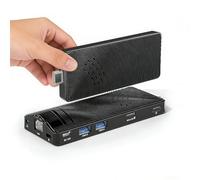 Mini clé PC sans ventilateur, Intel Celeron J3455 Quad-Core 1,5-2,3 GHz, 4 Go de RAM 64 Go eMMC, Dual Gigabit Ethernet, HDMI 4K 60 Hz, WiFi BT 5.0, USB 3.0 x2, Win 10 Pro pour les applications