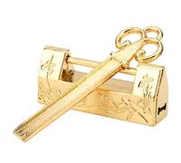 Mini-Clé Traditionnelle Chinoise à Fleurs avec Cadenas, Style Chinois pour Meuble Vintage Cadenas Vintage(Gold)