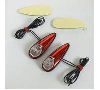 Mini clignotant goutte d'eau rouge verre blanc LED pour moto scooter feu décoratif - MFPN : 9029RW verre blanc-191564-1N