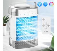Mini Climatiseur 4 en 1,Climatiseur Portable Silencieux,Ventilateur avec refroidissement à eau 2 modes 3 vitesses Timer Lumière RGB pour chambre Camping,Gris