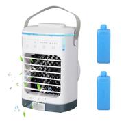 Mini Climatiseur Mobile 4 En 1, Rafraîchisseur D'Air Avec Réservoir D'Eau De 700 Ml, Climatiseur Sans Tuyau D'Évacuation Avec 2 Blocs Réfrigérants, 4 Vitesses, Minuterie 2-8 H, Brumisateur, Veilleuse