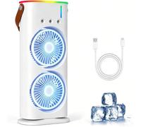 Mini Climatiseur Mobile 4-en-1, Refroidisseur d'air 280 ml | Portable Climatiseur Mobile, 3 Vitesses, 3 Modes de Brume, 7 LED Couleur, Ventilateur USB Humidificateur pour Chambre Coucher