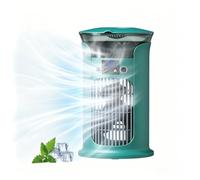 Mini Climatiseur Mobile 880 ml, Refroidisseur d'Air USB avec 3 Vitesses, Brumisation et Éclairage LED, Ventilateur Portable Silencieux pour Bureau, Chambre, Maison et Voyage