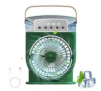 Mini climatiseur mobile, portable, avec 7 couleurs de lumière LED, minuterie 1/2/3 H, 3 vitesses de vent, 3 modes de pulvérisation, climatiseur mobile pour bureau, table de chevet, table basse (vert)