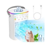 Mini climatiseur mobile pour chambre 4 en 1, avec refroidissement à eau, 1000 ml, sans tuyau d'échappement, portable, avec 3 modes et lumière multicolore, pour pièces, bureau