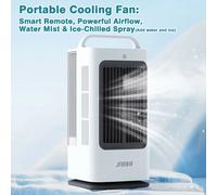 Mini climatiseur portable 3-en-1 de 1700 ml avec commande tactile intelligente, oscillation à 120 degrés, 3 vitesses, pour la maison et le bureau BLANC