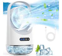 Mini climatiseur portable avec autorotation à 120°, refroidisseur d'air avec veilleuse 7 couleurs et 3 vents forcés, climatiseur portable avec bureau, chambre, maison et camping