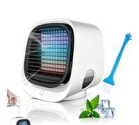 Mini Climatiseur Portable Blanc - Climatiseur Mobile Silencieux Sans Évacuation | 4 en 1 Rafraichisseur d'air & Petit Humidificateur avec 3 Vitesses, Veilleuse & Rechargeable USB (Blanc)